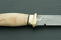 Нож Н8-Спецназ карельская береза, нержавеющий дамаск, латунь покрытая золотом : фото 9