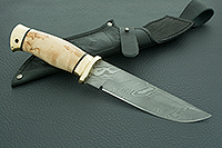 Нож Н8-Спецназ карельская береза, нержавеющий дамаск, латунь покрытая золотом : фото 10