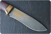 Нож Н6 Александр II береза, нержавеющий дамаск, латунь покрытая золотом : фото 4