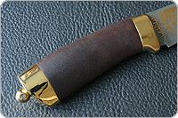 Нож Н6 Александр II береза, нержавеющий дамаск, латунь покрытая золотом : фото 5