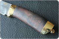 Нож Н6 Александр II береза, нержавеющий дамаск, латунь покрытая золотом : фото 6