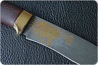 Нож Н6 Александр II береза, нержавеющий дамаск, латунь покрытая золотом : фото 8