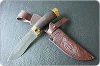 Нож Н6 Александр II береза, нержавеющий дамаск, латунь покрытая золотом : фото 9