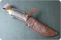 Нож Н6 Александр II береза, нержавеющий дамаск, латунь покрытая золотом : фото 10