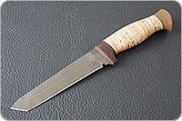 Нож Н10 Телохранитель береста, черный дамаск, текстолит : фото 2