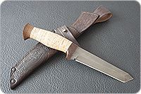 Нож Н10 Телохранитель береста, черный дамаск, текстолит : фото 9