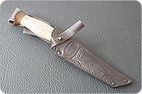 Нож Н10 Телохранитель береста, черный дамаск, текстолит : фото 10