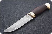 Нож Н8-Спецназ мореный орех, контрастный дамаск, латунь покрытая золотом : фото 2
