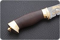 Нож Н8-Спецназ мореный орех, контрастный дамаск, латунь покрытая золотом : фото 5