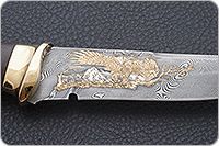 Нож Н8-Спецназ мореный орех, контрастный дамаск, латунь покрытая золотом : фото 6