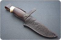 Нож Н8-Спецназ мореный орех, контрастный дамаск, латунь покрытая золотом : фото 9