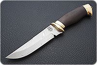 Нож Н8-Спецназ береза, контрастный дамаск, латунь покрытая золотом : фото 2