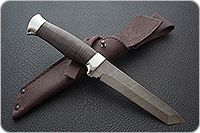 Нож Н10 Телохранитель наборная кожа, черный дамаск, алюминий : фото 8