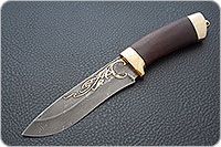 Нож Н6 Александр II береза, черный дамаск, латунь покрытая золотом : фото 2