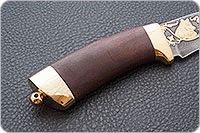 Нож Н6 Александр II береза, черный дамаск, латунь покрытая золотом : фото 5