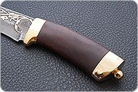 Нож Н6 Александр II береза, черный дамаск, латунь покрытая золотом : фото 6