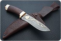 Нож Н6 Александр II береза, черный дамаск, латунь покрытая золотом : фото 8