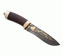Нож Н6 Александр II береза, черный дамаск, латунь покрытая золотом : фото 10
