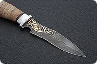 Нож Н21 Пилигрим береста, черный дамаск, алюминий : фото 4