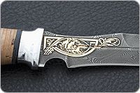 Нож Н21 Пилигрим береста, черный дамаск, алюминий : фото 5