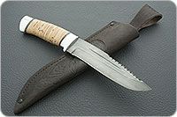 Нож Н64 Каскадер береста, черный дамаск, алюминий : фото 8