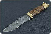 Нож Н6 Александр II стабилизированная карельская береза, черный дамаск, золочение клинка : фото 2