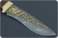 Нож Н6 Александр II стабилизированная карельская береза, черный дамаск, золочение клинка : фото 4