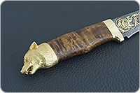 Нож Н6 Александр II стабилизированная карельская береза, черный дамаск, золочение клинка : фото 5