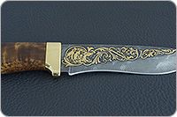 Нож Н6 Александр II стабилизированная карельская береза, черный дамаск, золочение клинка : фото 9