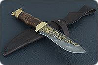 Нож Н6 Александр II стабилизированная карельская береза, черный дамаск, золочение клинка : фото 11