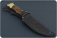 Нож Н6 Александр II стабилизированная карельская береза, черный дамаск, золочение клинка : фото 12