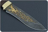 Нож Н6 Александр II береза, черный дамаск, латунь покрытая золотом : фото 4