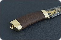 Нож Н6 Александр II береза, черный дамаск, латунь покрытая золотом : фото 5