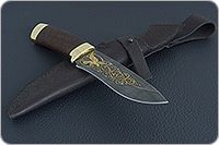 Нож Н6 Александр II береза, черный дамаск, латунь покрытая золотом : фото 10