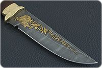 Нож Н8-Спецназ мореный орех, черный дамаск, латунь покрытая золотом : фото 4