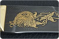 Нож Н8-Спецназ мореный орех, черный дамаск, латунь покрытая золотом : фото 6