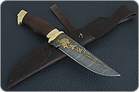 Нож Н8-Спецназ мореный орех, черный дамаск, латунь покрытая золотом : фото 8