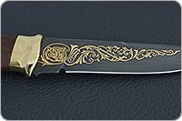 Нож Н8-Спецназ мореный орех, черный дамаск, латунь покрытая золотом : фото 11