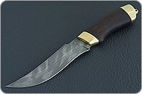 Нож Н27 Башкорт береза, черный дамаск, латунь покрытая золотом : фото 2