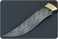 Нож Н27 Башкорт береза, черный дамаск, латунь покрытая золотом : фото 3