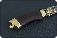 Нож Н27 Башкорт береза, черный дамаск, латунь покрытая золотом : фото 5