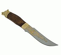 Нож Н27 Башкорт стабилизированная карельская береза, эи-107, золочение клинка : фото 11