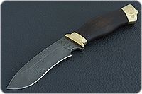 Нож Н31А Ратник мореный орех, нержавеющий дамаск, латунь покрытая золотом : фото 2