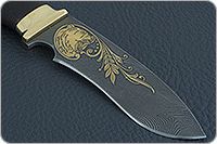 Нож Н31А Ратник мореный орех, нержавеющий дамаск, латунь покрытая золотом : фото 4