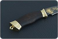 Нож Н31А Ратник мореный орех, нержавеющий дамаск, латунь покрытая золотом : фото 5