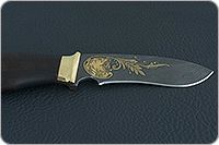 Нож Н31А Ратник мореный орех, нержавеющий дамаск, латунь покрытая золотом : фото 7