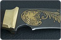 Нож Н31А Ратник мореный орех, нержавеющий дамаск, латунь покрытая золотом : фото 8