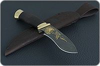 Нож Н31А Ратник мореный орех, нержавеющий дамаск, латунь покрытая золотом : фото 10