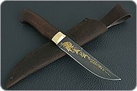 Нож НР2 Полярник береза, черный дамаск, латунь покрытая золотом : фото 7