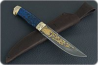 Нож НР2 Полярник черный дамаск, золочение клинка : фото 10